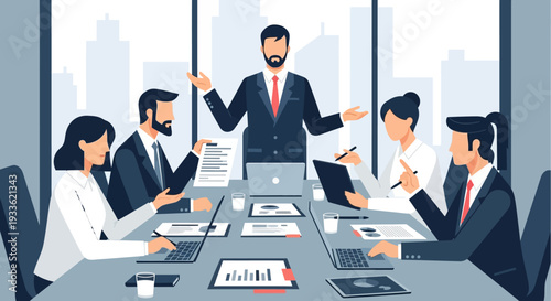 Business Professionals in Meeting Discussion.