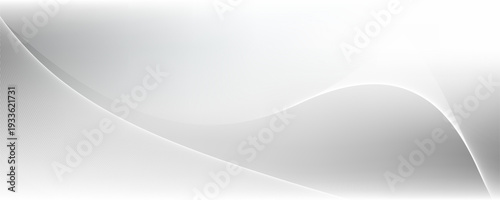 Minimalist abstract design featuring white wavy lines on a smooth light grey background, creating a clean modern look. Vector eps 10