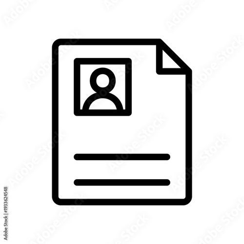 Outline illustration of a professional resume or curriculum vitae with a profile picture and text lines