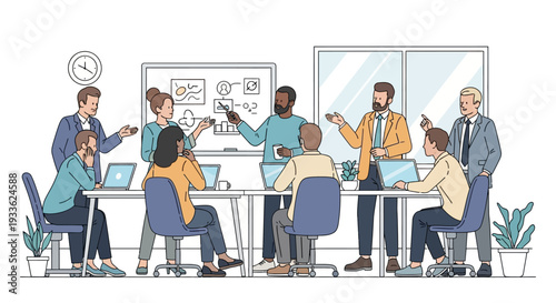 Diverse Team Collaborating in Modern Office.