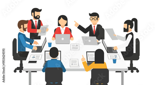 Business Team Meeting with Colleagues Discussing.