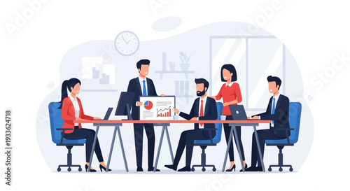 Business Professionals Meeting Around Conference Table.