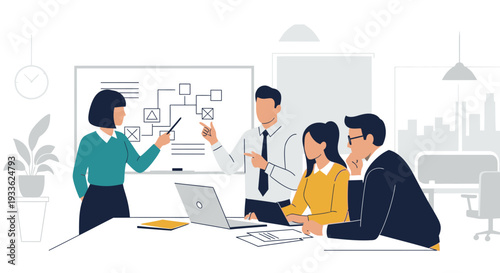 Business Team Meeting Illustration with People.