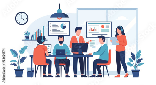 Team of People Working Together in Office.