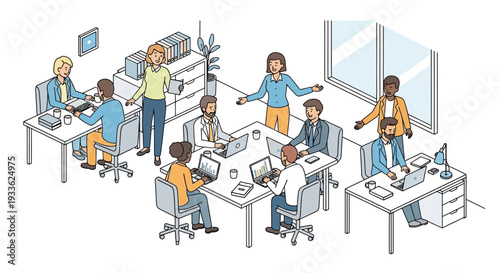 Group of People Working Together in Office.