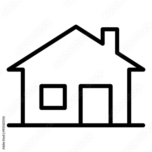 Minimalist line icon representing a residential house or home building