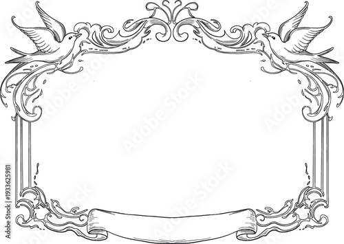 Baroque Decorative Border and Frame Vintage Ornament Illustration