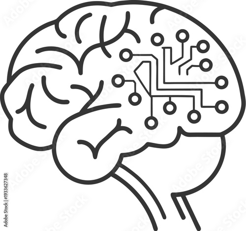 Innovative brain with circuit board design for technology and AI concepts