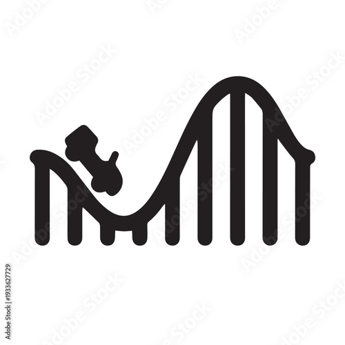 Bold Roller Coaster Icon Black Minimal Vector