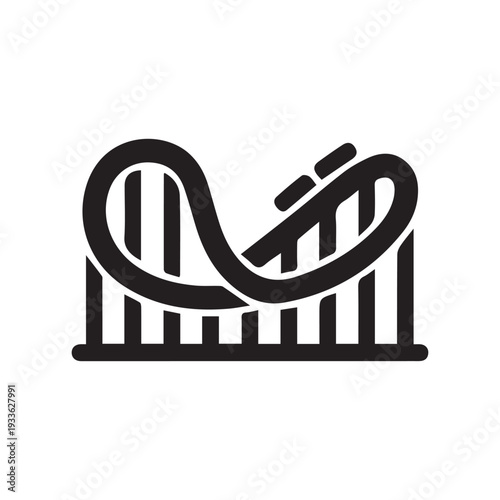 Bold Roller Coaster Icon Black Minimal Vector