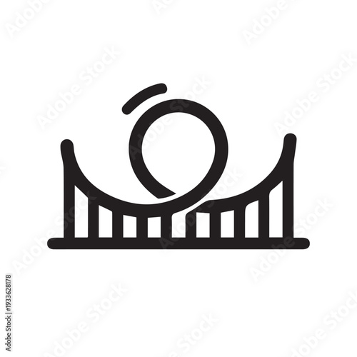 Bold Roller Coaster Icon Black Minimal Vector