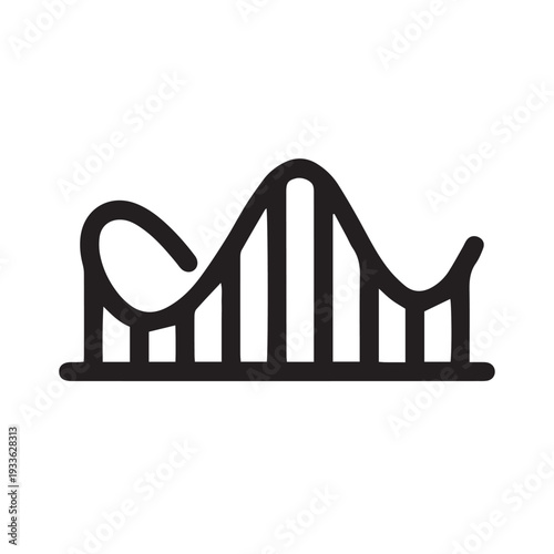 Bold Roller Coaster Icon Black Minimal Vector