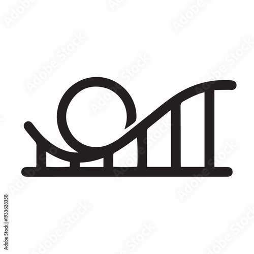 Bold Roller Coaster Icon Black Minimal Vector