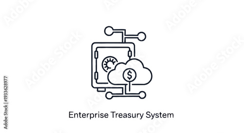 Enterprise Treasury System Icon Representing Financial Security and Cloud Technology.