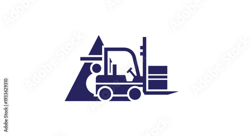 Forklift truck logo with abstract triangle symbol.