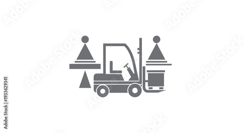 Forklift Truck Moving Goods in Warehouse.