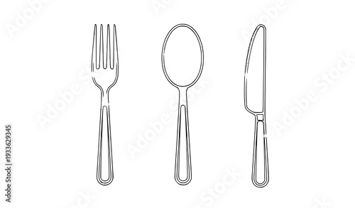 Silverware Cutlery Vector Icon Set Fork Spoon Knife EPS 10