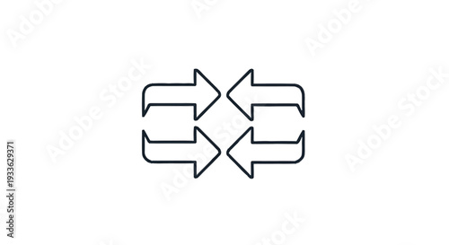 Four Arrows Pointing Inward and Outward Circular Motion.