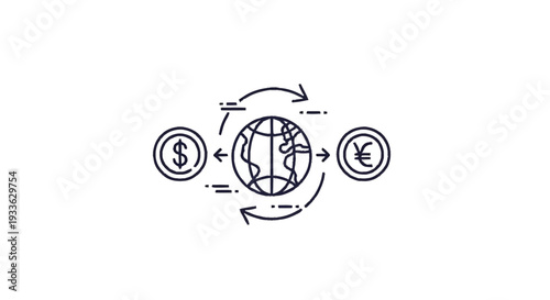 Global Currency Exchange and International Financial Transactions Concept.