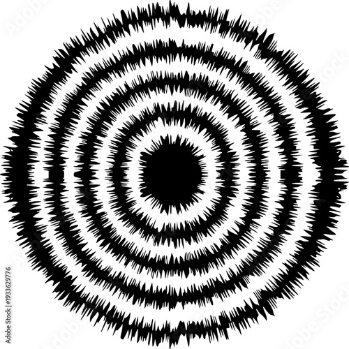 Stunning black and white circular pattern with sharp spikes
