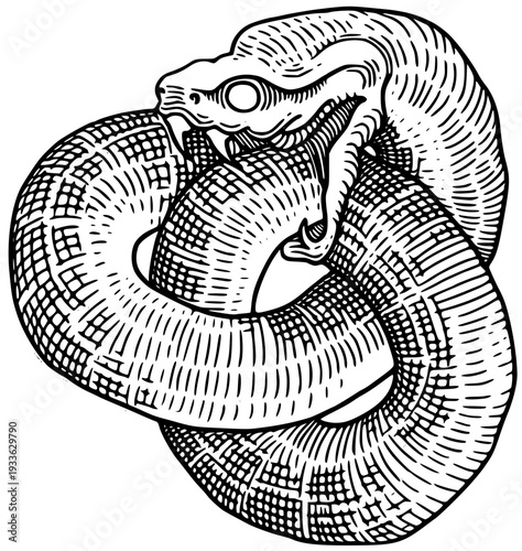 Snake eating its own tail in a circular motion symbolizing renewal