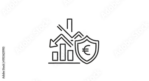 Financial Crisis Protection Euro Shield and Downward Graph.