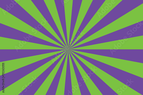 Striking lime green and deep purple lines radiate powerfully from a central focal point