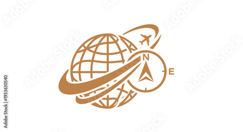 Global Travel Compass and Airplane Icon.