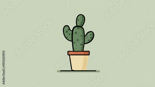 Cute cactus in a simple pot on a pastel background
