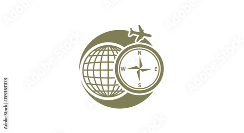 Global Travel Compass and Airplane Icon.