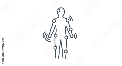 Human body motion capture system with sensors on joints.