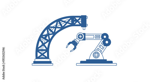 Industrial Robotic Arm and Crane System Illustration.