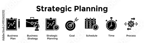 Strategic Planning Banner Web Icon Vector Illustration Concept For Business Plan, Business Strategy, Strategic Planning, Goal, Schedule, Time, Process