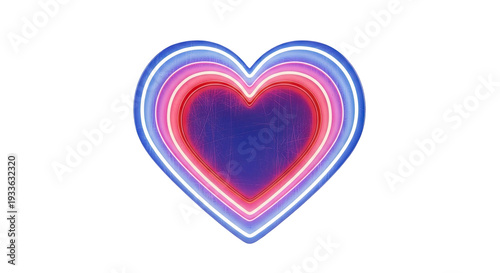 Neon Heart with Concentric Layers