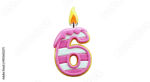 Number 6 Birthday Candle