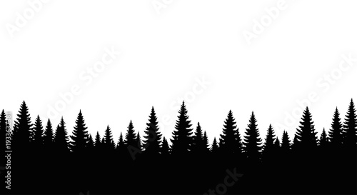 Seamless Silhouette of Evergreen Forest Trees.