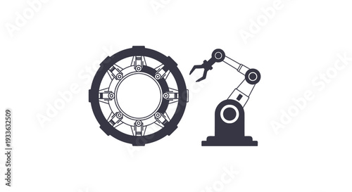 Industrial Robotic Arm and Futuristic Energy Core.