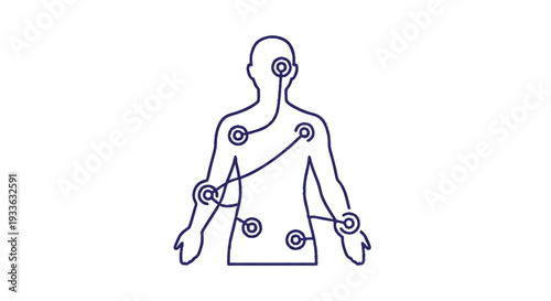 Human Body Network Connections and Health Monitoring Concept.
