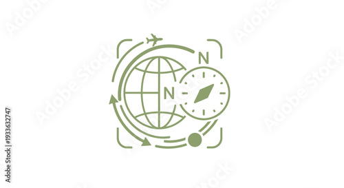Global Travel and Navigation Compass Icon.