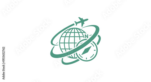 Global Travel and Exploration Compass Icon.