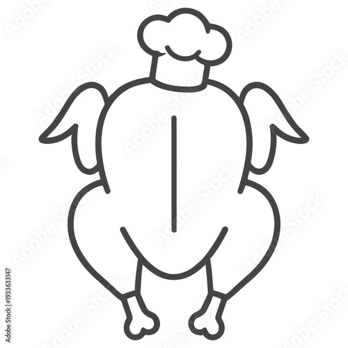 Funny chef turkey with wings and hat