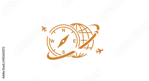 Global Travel Compass and Airplane Icon Representing Adventure.