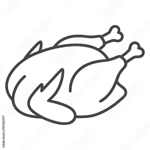Roasted chicken with exposed bones in modern minimalist style