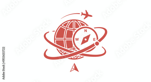 Global Travel Compass and Airplane Icon Symbolizing Adventure.