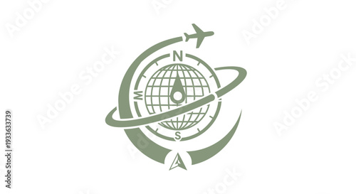 Global Travel Agency Logo with Airplane and Compass.