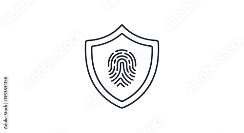 Fingerprint Shield Icon Security Authentication Biometric Identification.