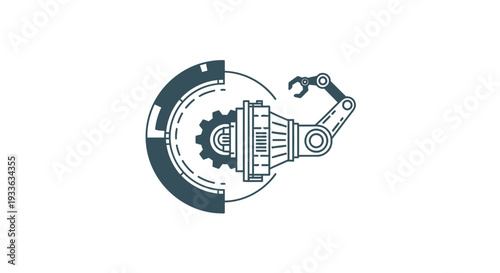 Industrial Robotic Arm and Mechanical Gear System.