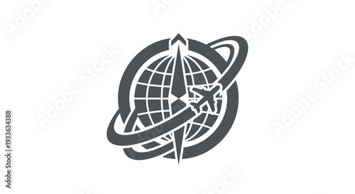 Global Travel Airplane Around World Logo Design.