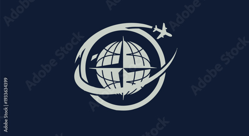 Global Travel Airplane Around the World Logo.