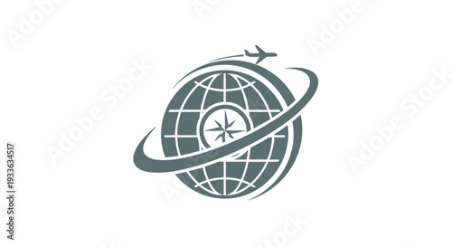 Global Travel Airplane Compass Globe Icon.